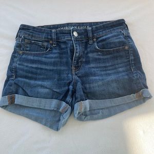 AE Womens Dark Wash Jean Shorts